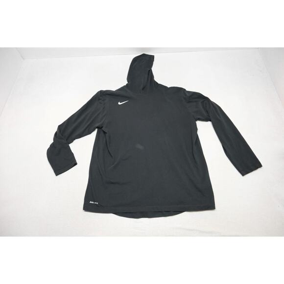 Nike Hoodie Dri Fit Thin Sweatshirt Athletic Cut Performance Black Mens Sz XL - Picture 6 of 10